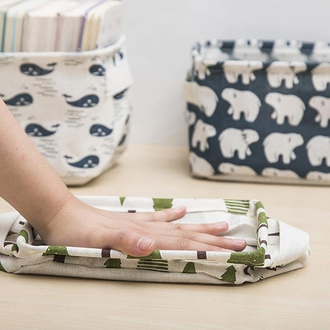 Foldable Storage Basket - Set of 6 Small Collapsible Canvas Containers Organizers with Handle for Home Decor or Storing Toys,