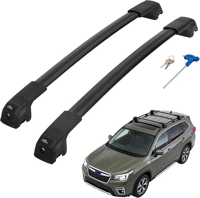 JOYTUTUS 300lbs Lockable Roof Rack Cross Bars Compatible with Subaru Forester 2014-2026 with Raised Side Rails (Not for Wilderness), Heavy Duty Aluminum Anti-Theft Roof Rails Crossbars Luggage Racks