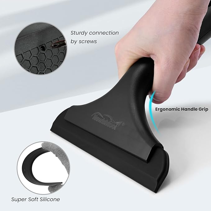 NEWISHTOOL Small Squeegee for Car/Home Use, Window Tint Squeegee for Car Windows, Windshield, Side Mirrors, Shower Squeegee for Bathroom, Shower Glass Door, Tile Walls Cleaning Water Wiper, 3 Pack
