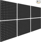 Peg Board,Steel Organization Panels, Ideal for Garage Tool Storage, Office Organization, Craft Room, Kitchen,Pack of 6(Black,