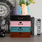 Wooden Storage Box Apothecary Drawers Vintage Wooden Drawers Wood Desktop Organizer Countertop Storage Box Library Card Catal