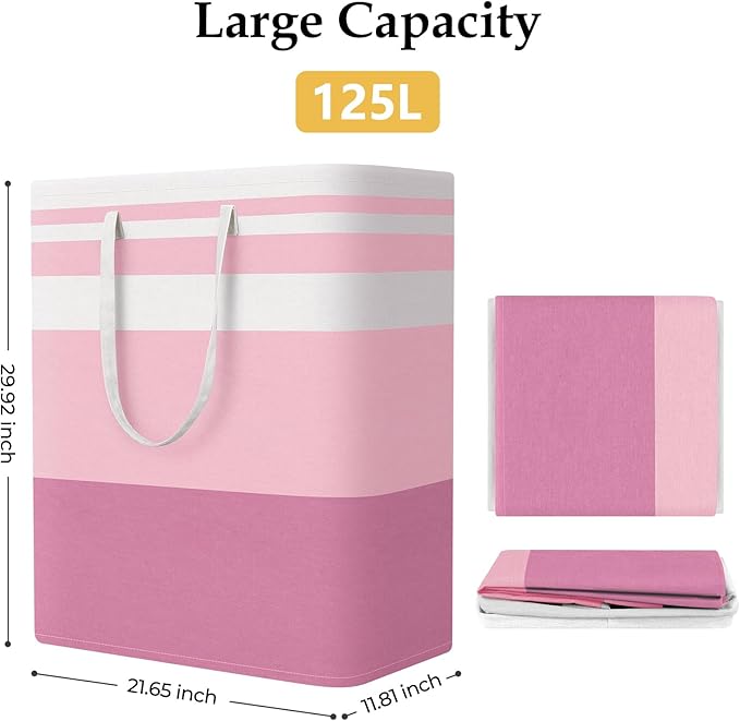 StorageRight Large Collapsible Laundry Basket Hamper with Easy Carry Handles，Freestanding Clothes Hampers for Laundry, Bedroo