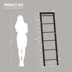 Hzuaneri Blanket Ladder Shelf, Decorative Quilt Rack, 7-Tier Farmhouse Ladder Holder Organizer with 4 Removable Hooks 7.9" D 