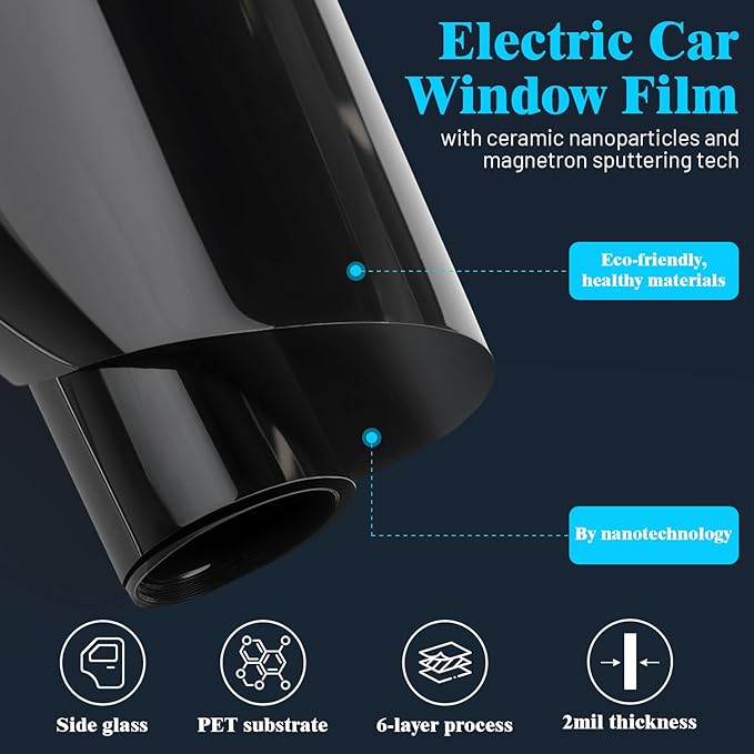 Car Window Tint Film 20% VLT - 20Inch x 20Ft Roll | UV & Heat Blocking Automotive Window Film | Privacy, Glare Reduction, Scratch Resistant, Easy DIY Install