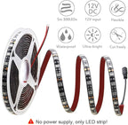 ALITOVE Blue LED Light Strip 32.8ft Waterproof IP65 10M 600 LEDs 60 LEDs/M 5050 SMD Black PCB DC 12V with Enhanced 3M VHB Foam Tape for Home Garden Decoration Lighting, 2X 16.4ft, No Power Supply