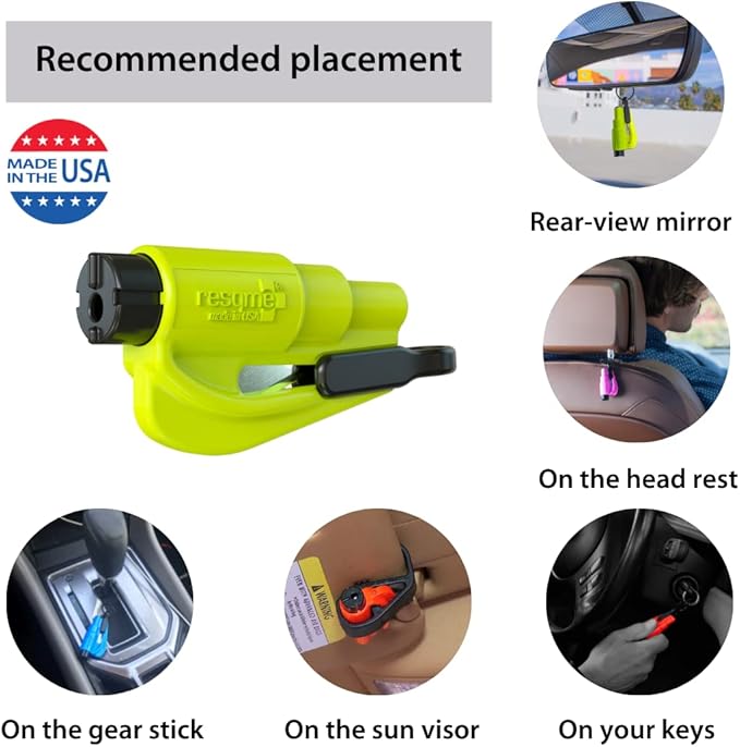 resqme Family 3 Count (Pack of 1), The Original Emergency Keychain Car Escape Tool, 2-in-1 Seatbelt Cutter and Window Breaker