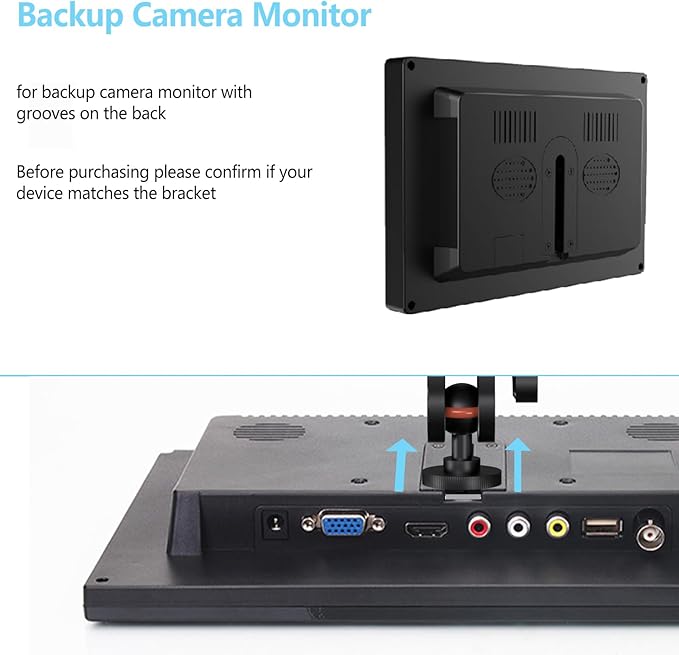 Backup Camera Monitor Mount, for 7/9 inch Display Screen, Dash Cam GPS, Aluminum Rearview Mirror Mounting Bracket for Reverse Camera Display