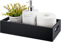 ALELION Black Bathroom Basket - Wooden Toilet Tank Paper Basket with Handle for Organizing - Back of Toilet Storage Organizer