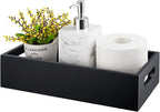 ALELION Black Bathroom Basket - Wooden Toilet Tank Paper Basket with Handle for Organizing - Back of Toilet Storage Organizer