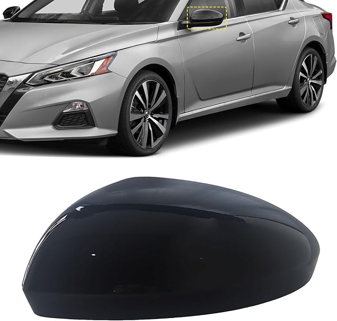 Rear View Mirror Cover Cap, For Nissan Altima 2019-2024 Glossy Black ABS Plastic Glossy Finish Left Driver Side Mirror Covers Caps Trim Replacement