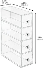 iDesign 36560EU 4-Drawer Vanity/Cosmetic Organizer, Set of 1, Clear