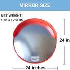 24 Inch Convex Mirror Outdoor, Security Driveway Mirror 24" PC Traffic Mirror Wide Angle with Adjustable Fixing Bracket for Garage, Warehouse, Blind Spot Mirror Indoor Outdoor 60CM