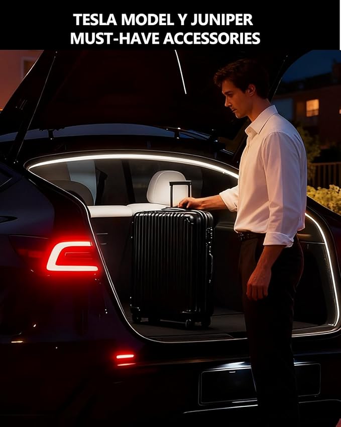 for Tesla Trunk LED Strip Model Y Juniper Accessories 2025-2026 Flexible Silicone Waterproof Interior Lighting Bar Tesla Trunk Ambient Lights White Light