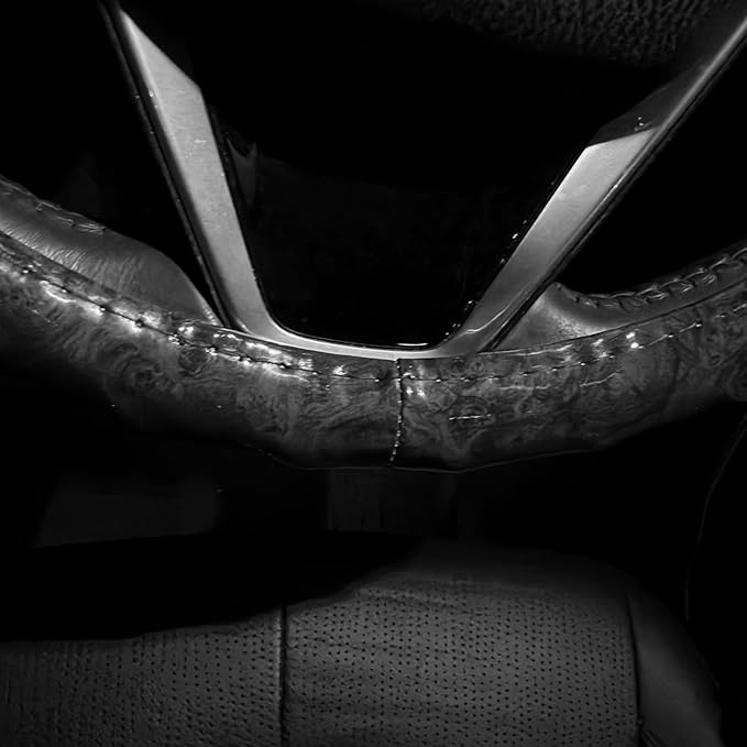 Wood Grain Steering Wheel Cover - Comfortable Grip, Artistic Design, Easy to Install, Universal Fit for Cars, Trucks, Vans & SUVs (Black)