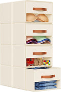 DIMJ Closet Organizers and Storage - Fabric Bins with Drawers for Closet Foldable Clothes Organizers with Clear Window, Stack