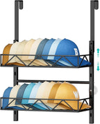HapiRm Hat Organizer for Baseball Caps - 2 Tier Over the Door & Wall Mounted Hat Rack with 2 Adjustable Metal Basket, Storage