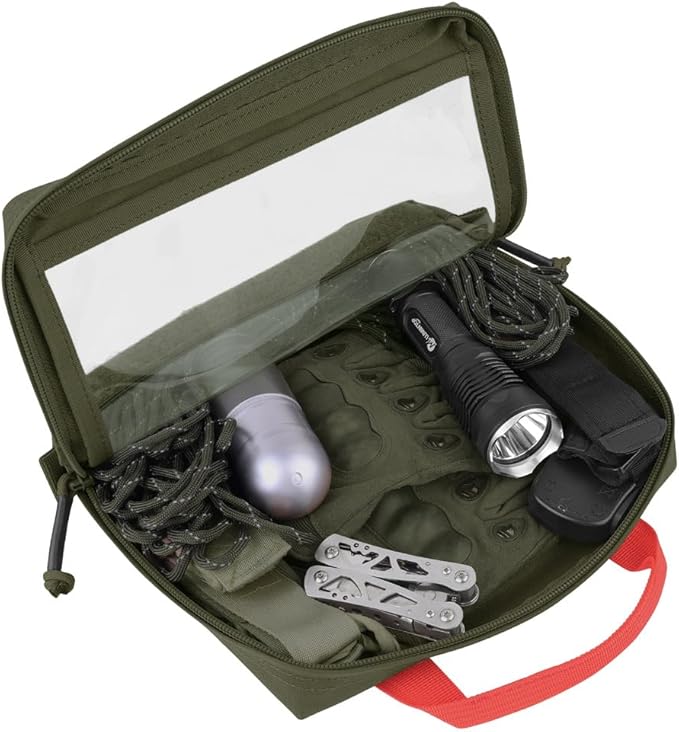 KRYDEX Clear Top Insert Bag with Hook Panel Tactical Packing Cube Travel Organizer Bag (Large-RG)