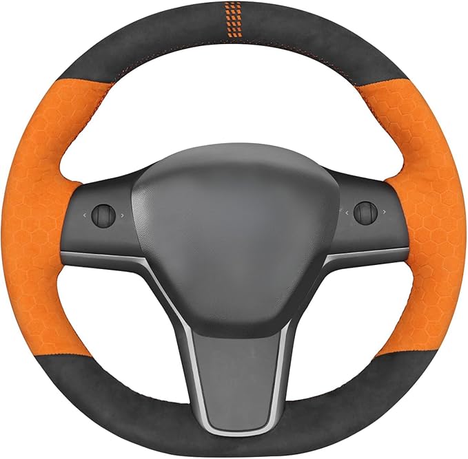 MEWANT Hand Stitched Steering Wheel Cover for Tesla Model 3 2017-2023 / Model Y 2020-2023 Accessories
