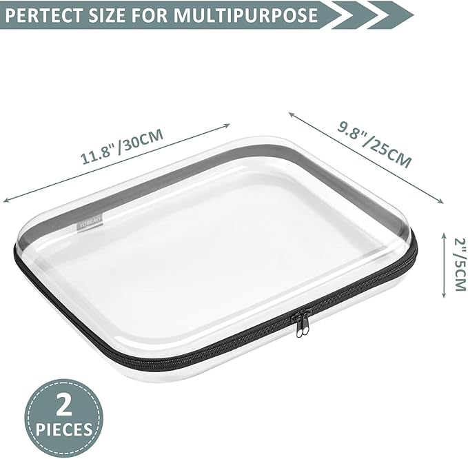 YQBRAO Hard Sided Clear Zipper Case for Storage- Professional-Grade Plastic Clear Zipper Pencil Case,Toy Storage Bins, Toilet
