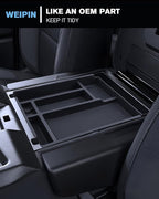 For 2PCS Center Console Tray&Dividers Compatible with 2019-2026 Chevy Silverado 1500& 2020-2026 Silverado 2500HD 3500HD (Split-Bench Folding Seat) Armrest Storage Box Console Organizer ABS Materials