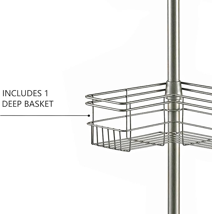Utopia Alley Rust-Resistant Shower Tension Pole Caddy, 4 Shelves (Satin Nickel)