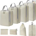 WOOMADA Compression Packing Cubes for Suitcases Travel Essentials 8 Set Expandable Travel Bags Organizer for Luggage(beige)