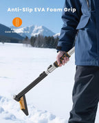 helloleiboo 43.7" Extendable Ice Scrapers for Car Windshield for 12 Adjustable Length Settings with Foam Grip and 360° Pivoting Brush Head Detachable Snow Brush for Truck SUV(Orange)