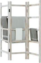Blanket Ladder,59" H Wood Blanket Ladder for Living Room, Decorative Quilt dispaly Rack, Free Standing and Folding Towel Rack