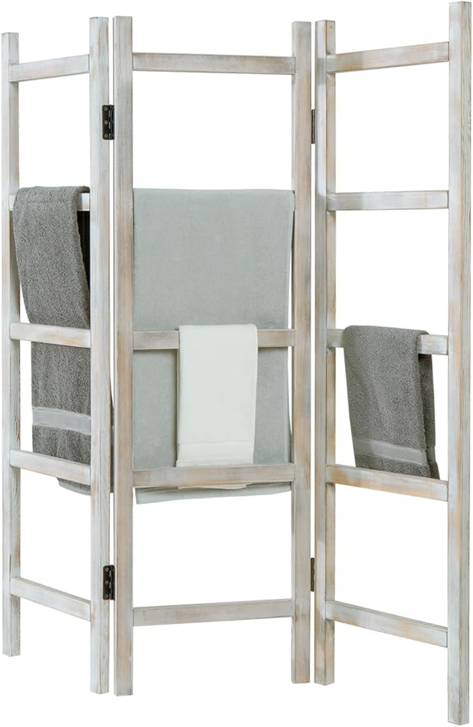 Blanket Ladder,59" H Wood Blanket Ladder for Living Room, Decorative Quilt dispaly Rack, Free Standing and Folding Towel Rack