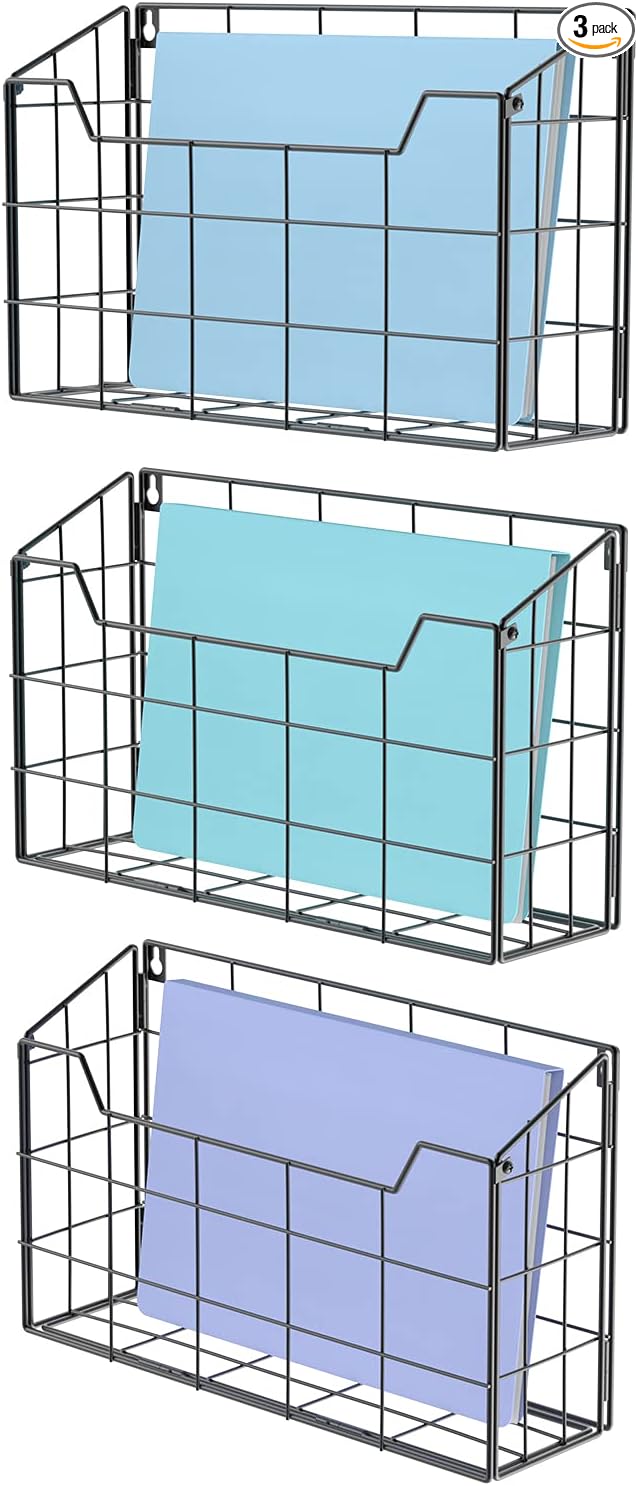 Univivi Wall File Organizer Hanging File Holder Magazine File Holder Desktop File Organizer for Document Paper Mail Home Offi