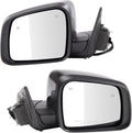 TRQ Driver & Passenger Side Power Heated Mirrors with Blind Spot Indicator Smooth Black Compatible with 2019-2022 Dodge Duran