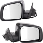 TRQ Driver & Passenger Side Power Heated Mirrors with Blind Spot Indicator Smooth Black Compatible with 2019-2022 Dodge Duran