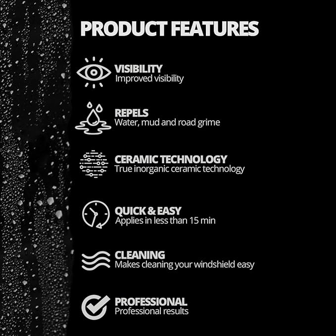 CERAKOTE Ceramic Glass Coat Protectant Pro Pack (20 Count Wipes) - Hydrophobic Automotive Rain Repellant, Long-Lasting and Du