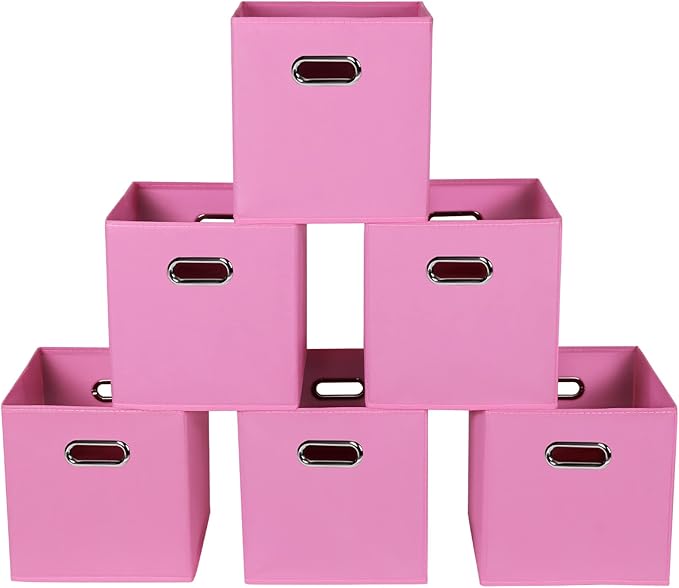 Fabric storage bins Cubes, Fabric Cube Organizer with Handle, Foldable Cube Bins for Cloth or Accessary Storage, 11x11x11, Se