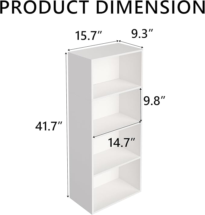 Wooden 4 Cube Storage Organizer, 4 Tier Tall Modern Bookshelf Freestanding Storage Display Organizer, Versatile Cubes Shelf a