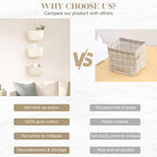 TeoKJ Over the Door Hanging Basket, 3-Tier Woven Cotton Wall-Mounted Storage Organizer Bag Decorative Hanging Nursery Baskets