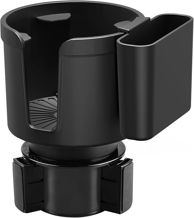Seven Sparta Cup Holder Expander with Phone Holder & Cable Access, 3-in-1 Car Organizer, Side Storage Box for Phone/Cards, Co