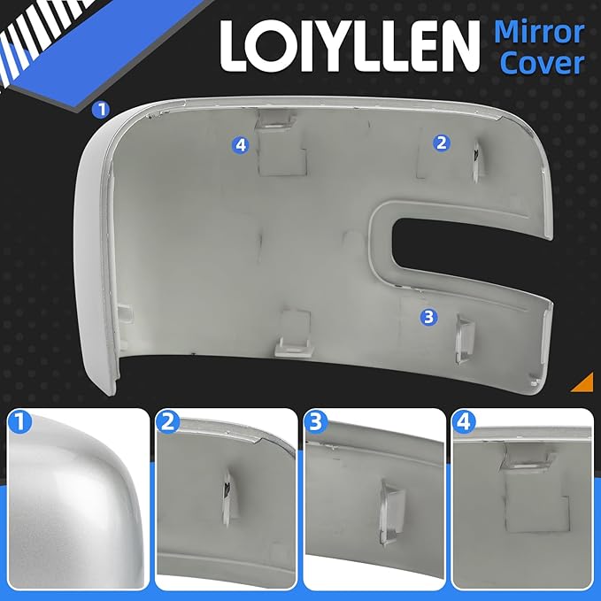 Passenger Side Mirror Cover Replacement for Jeep Renegade 2015 2016 2017 2018 2019 - Right Side Mirror Covers, Rear View Mirrors Cap Accessories With Lamp, Silver