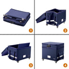 DocSafe File Box with Lock, 2-Layer Fireproof Document Box with Wheels,Collapsible File Storage Organizer with Pockets,Large 