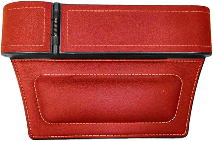 Car Seat Gap Filler Organizer with Cup Holder Expander, Leather Console Seam Filler Storage Box, Auto Front Seat Gap Organizer for Phones Keys Glasses, Universal Fit (Wine Red Driver)
