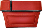 Car Seat Gap Filler Organizer with Cup Holder Expander, Leather Console Seam Filler Storage Box, Auto Front Seat Gap Organizer for Phones Keys Glasses, Universal Fit (Wine Red Driver)