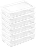 Sterilite 6 Pack Storage Box, 41 Quart Stackable Tote, Clear Plastic Container with Secure Snapping Lids for Home and Office 