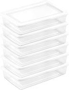 Sterilite 6 Pack Storage Box, 41 Quart Stackable Tote, Clear Plastic Container with Secure Snapping Lids for Home and Office 