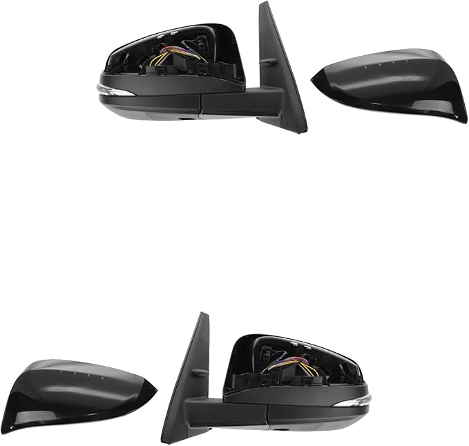 TRQ 2 Piece Driver and Passenger Side Mirror Assembly Set Electric Adjustment Heated No Memory Black Compatible with 2014-201