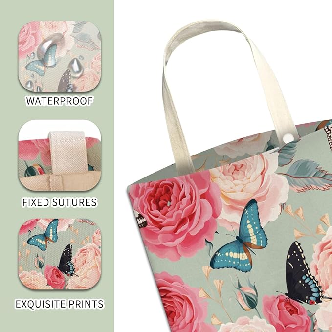 Car Trash Can, Cute Car Trash Bag, Hanging Car Organizer and Storage Bag, Trash Bin for Car Accessories, Vehicle, Travelling, Camping Cute Flower and Butterfly