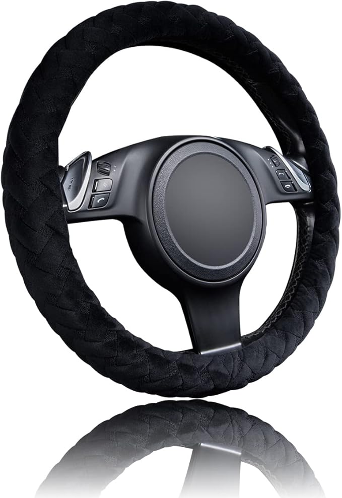 Flying Banner car Steering Wheel Cover Soft Velvet Warm Universal Size 15 inches SUV Truck Anti Slip Odorless Summer Winter (