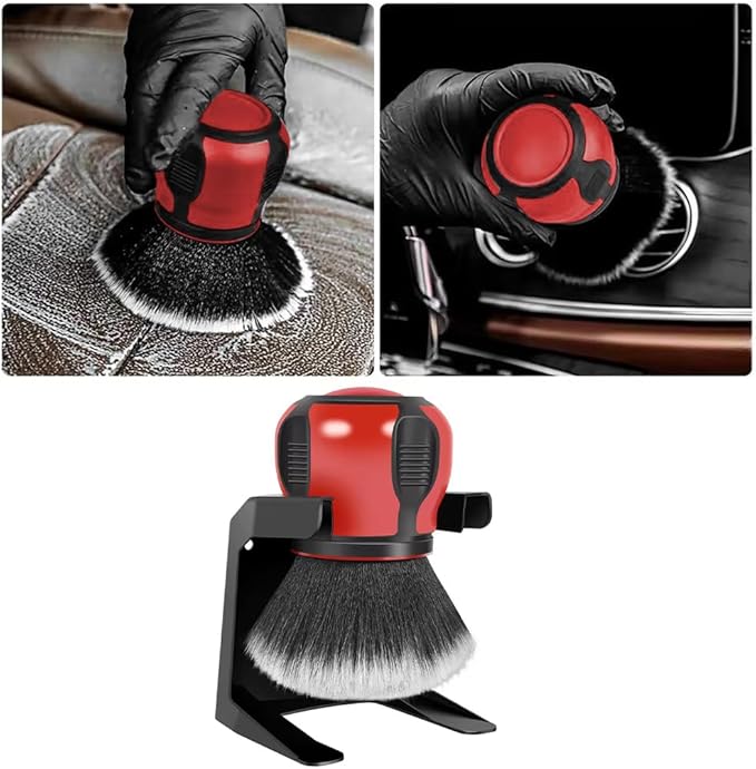 AUCELI Car Detailing Brush, Ultra Soft Auto Interior Dusting Brush with Storage Rack, Car XL Synthetic Brush Cleaning Tool, U