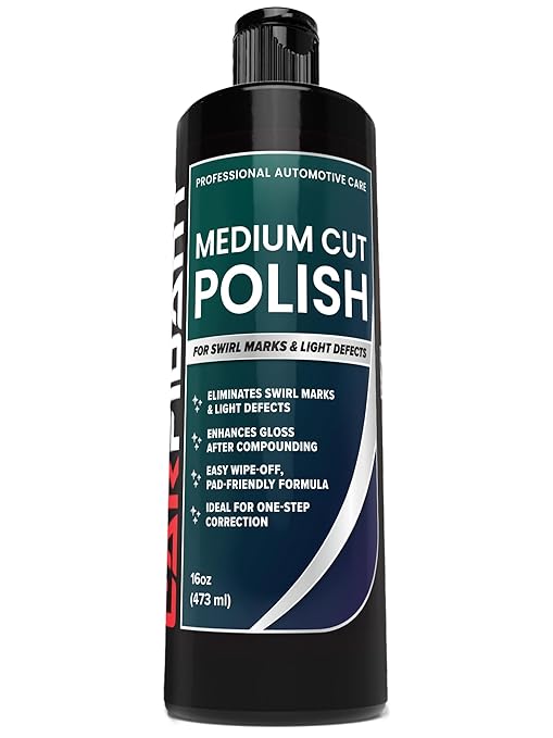 Carfidant Medium Cut Polish – Car Scratch Remover & Swirl Remover – Polishing Compound Restores Gloss & Clarity – One-Step Paint Correction Polish for Hand or DA Polisher – 16 oz