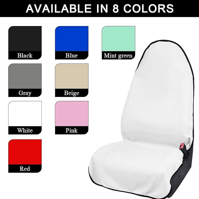 2PCS Car Towel Seat Cover, Waterproof Sweating Non-Slip Premium Soft Towel Carseat Protector, Universal Machine Washable Car 