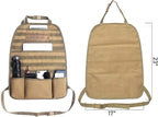 Car Seat Back Organizer, Tactical Molle Nylon Vehicle Panel Universal Fit Car Backseat Cover Protector (Olny Tan molle seat organizer)